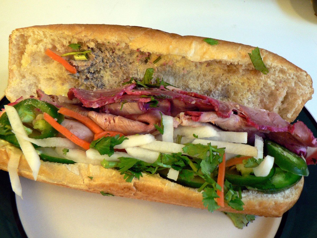 A Vietnamese banh mi sandwich