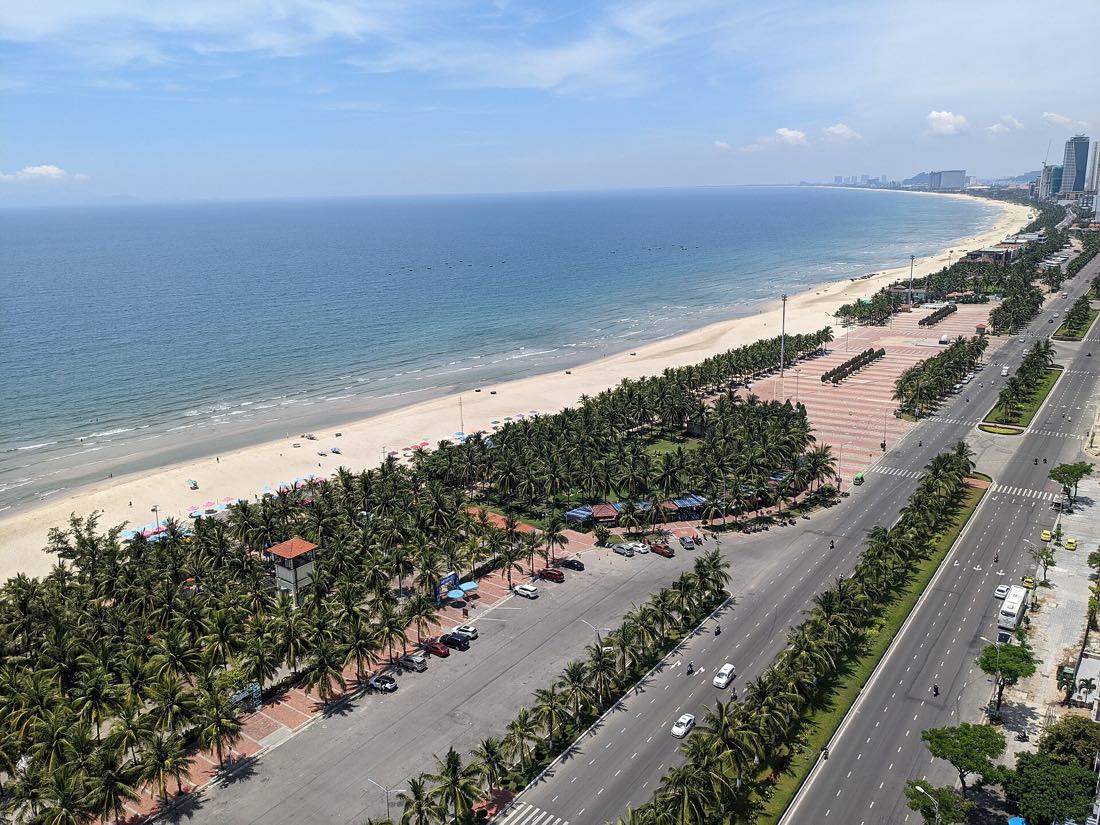 The palm-backed sand of Non Nuoc Beach south of Da Nang