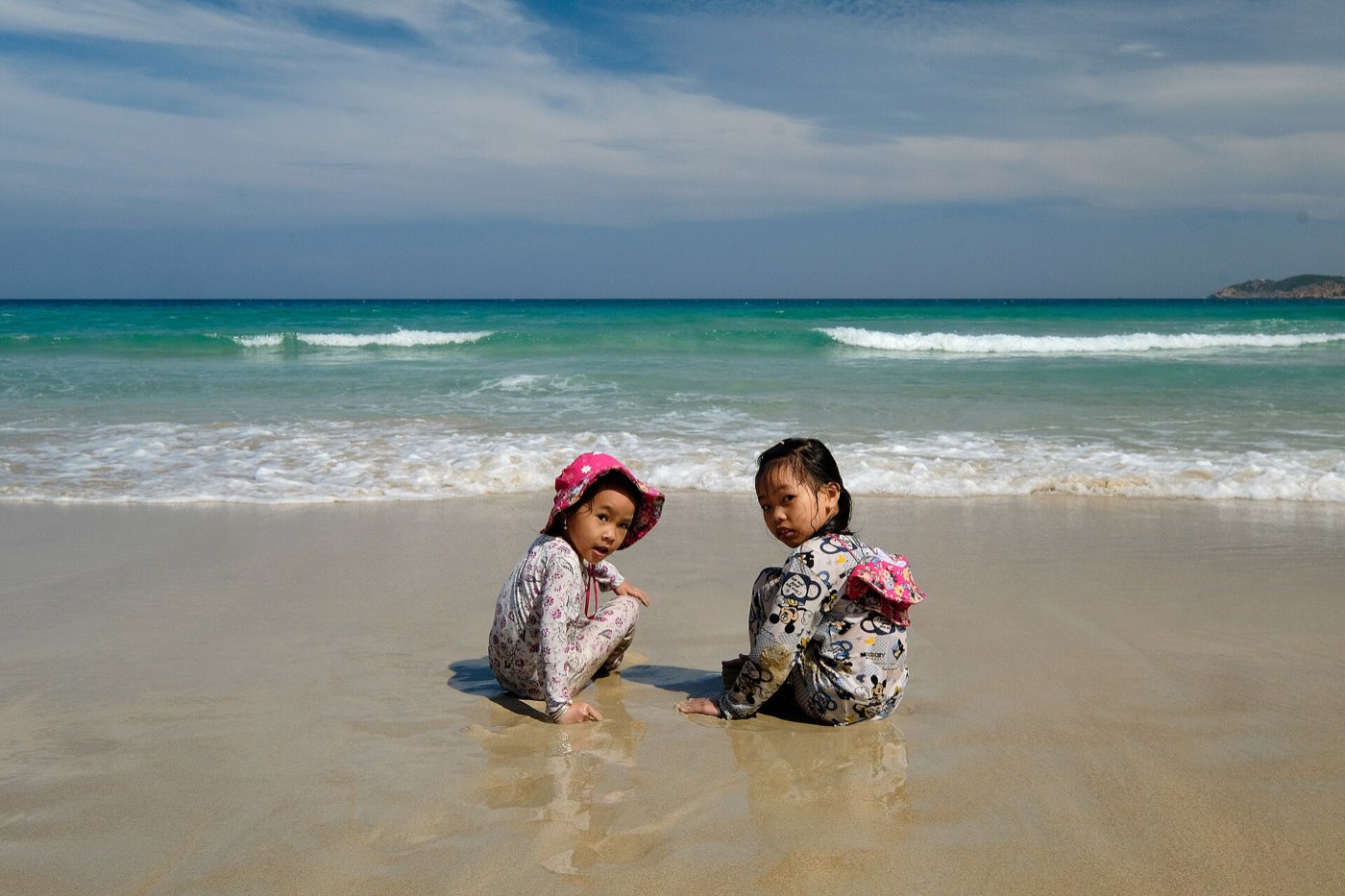 Children playing in the sand on the central Vietnamese coast